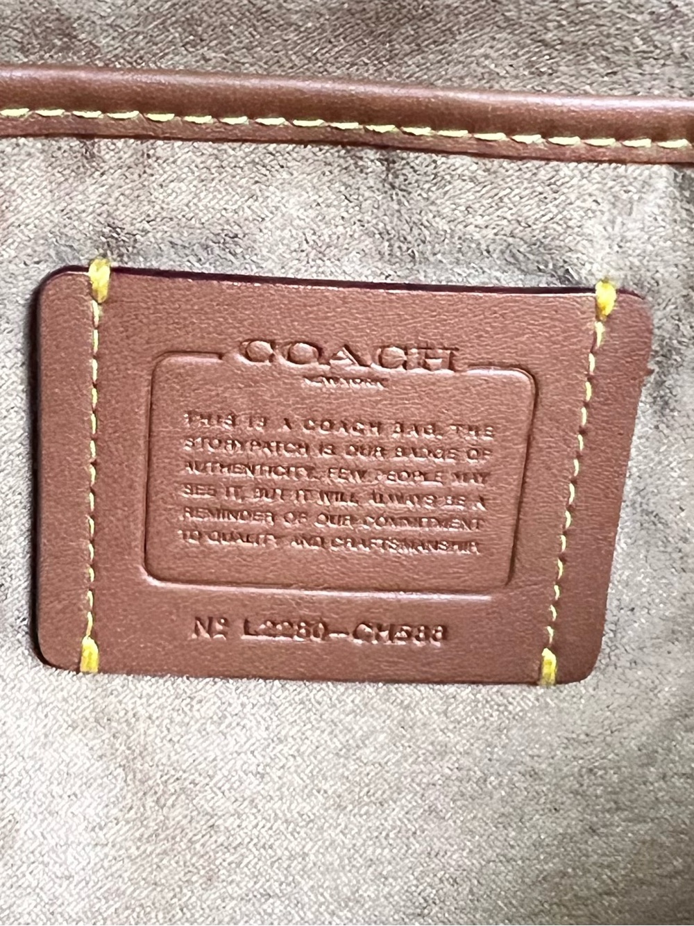 Coach Riya 21 Pebbled Leather Drawstring Bag in Cream with Brown Trim - Picture 3 of 16